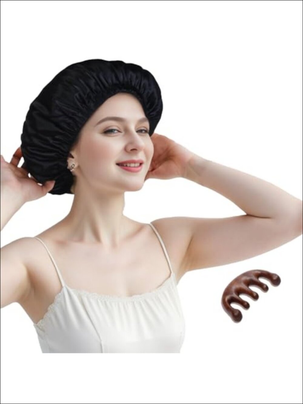 100% Mulberry Silk Bonnet Double Layer Sleep Cap Adjustable